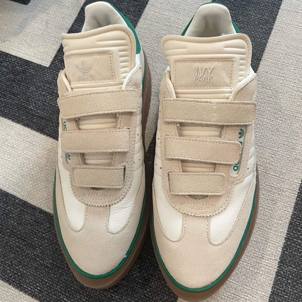 IVY PARK Beige Cream Suede Sneakers with Green Trim - Picture 7 of 7